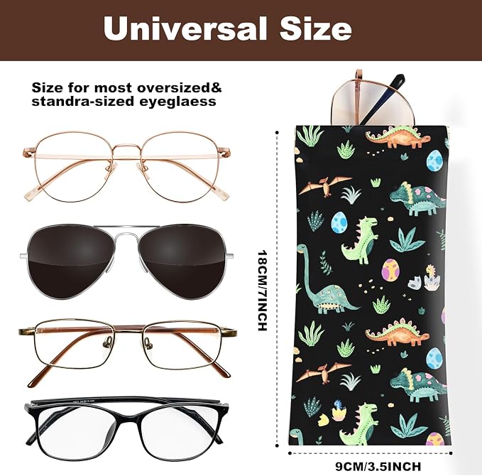 Anikathy 2Pcs Sunglass Eyeglass Glasses Case Soft PU Leather with Cleaning Cloth Cute Glasses Pouch Bag for Men Women Girs