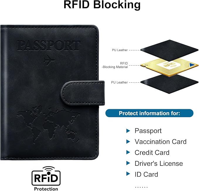 Passport Holder for Travel Women and Men RFID Passport Holder with Card Slots Holder Passport Case Passport cover Passport Wallet Travel Essentials and Accessories