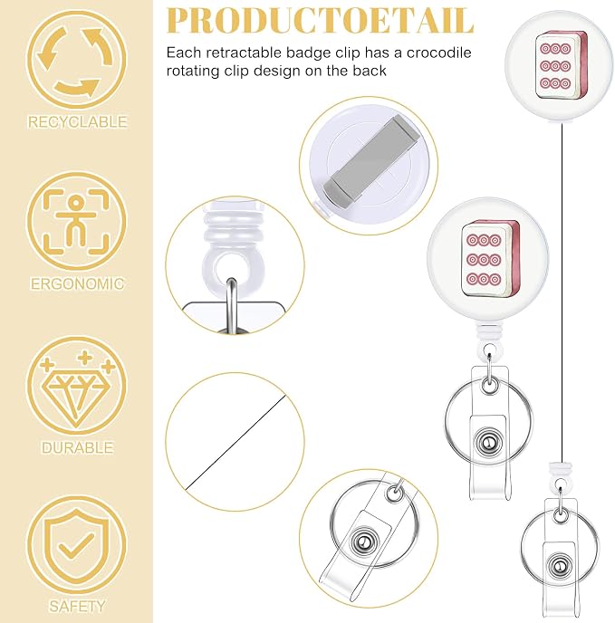 3 Set Badge Holder Retractable Reel ID Badge Holders with Clip Cute Name Badge Holders for Teacher Nurse Doctor Student Office Workers