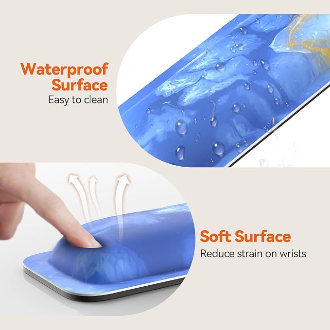 TECKNET Wrist Rest for Computer Keyboard Ergonomic, 1 in Thick, 17x3.3 in | Thicken Memory Foam, Typing Pain Relief, Wrist Support Pad for Keyboard, Comfort for Home/Office/Work, Anti-Slip Rubber Base