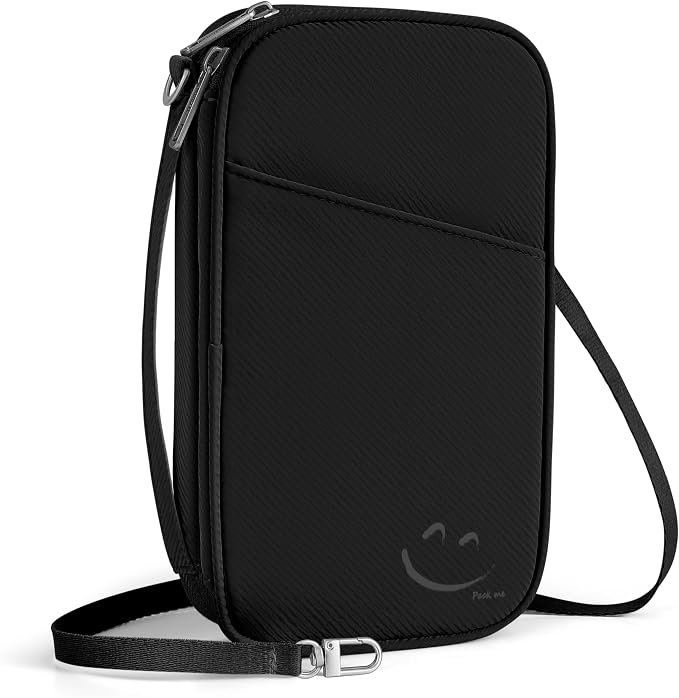 Travelkin Passport Holder For Travel Family, RFID Blocking Passport Wallet | 2-in-1 Travel Organizer, Women Men, Travel document holder, Credit Cards, Cash, Electronic Essentials, Shoulder carry