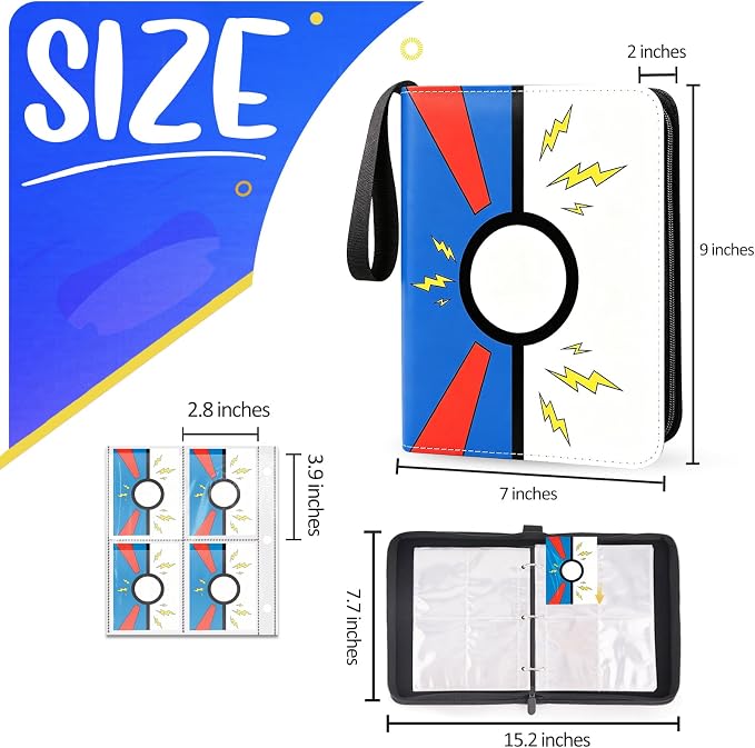 Collectible Trading Card Albums, 400 Card Holders with 50 Removable Sleeves, Portable 4 Pockets Collectible Trading Card Binder, PU Card Collection Binder for MTG, TCG, Sport Card, Game Cards
