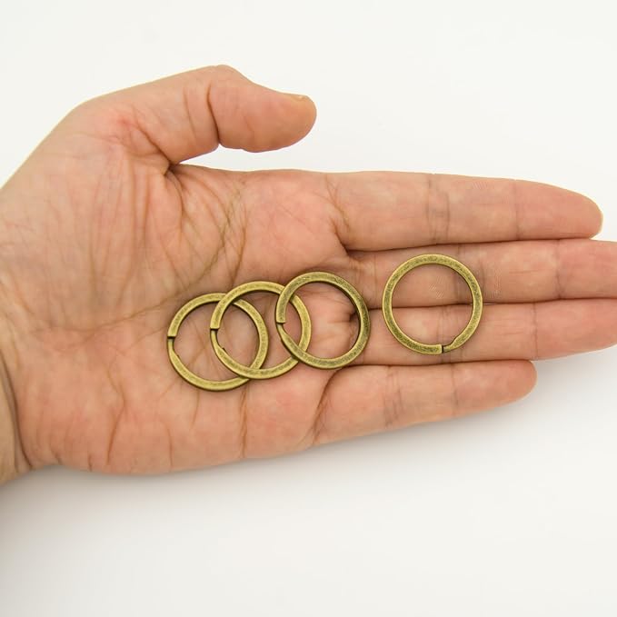 20 Pack Key Ring Keychain 1 Inch 25mm Diameter Metal Flat Split Key Chains Rings for Home Car Dog Tag Office Lanyards Keys Attachment Bronze