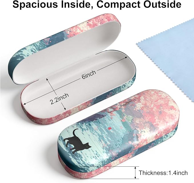 Hard Shell Leather Sunglasses Case,Classic Fashionable Cute Large Glasses Case for Women Men,Sunglass Eyeglasses
