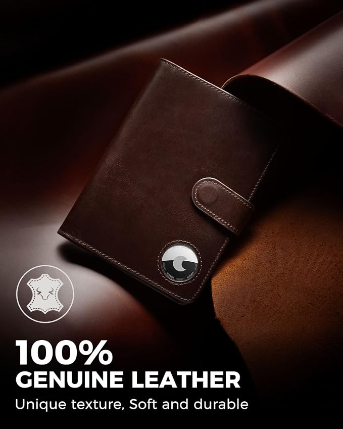 Passport Holder for Travel: Full Grain Leather Passport Cover with Airtag Holder Magnetic Buckle for Men - RFID Blocking Bifold Wallet for Air Ticket Card Cash Coin (Brown)
