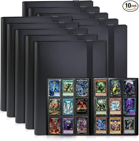 Trading Card Binder 9 Pocket, 360 Card Waterproof Folder with Side Loading Sleeves, Sturdy Card Collection Album for MTG, TCG, Game Cards & Sports Cards,10 Pack, Black