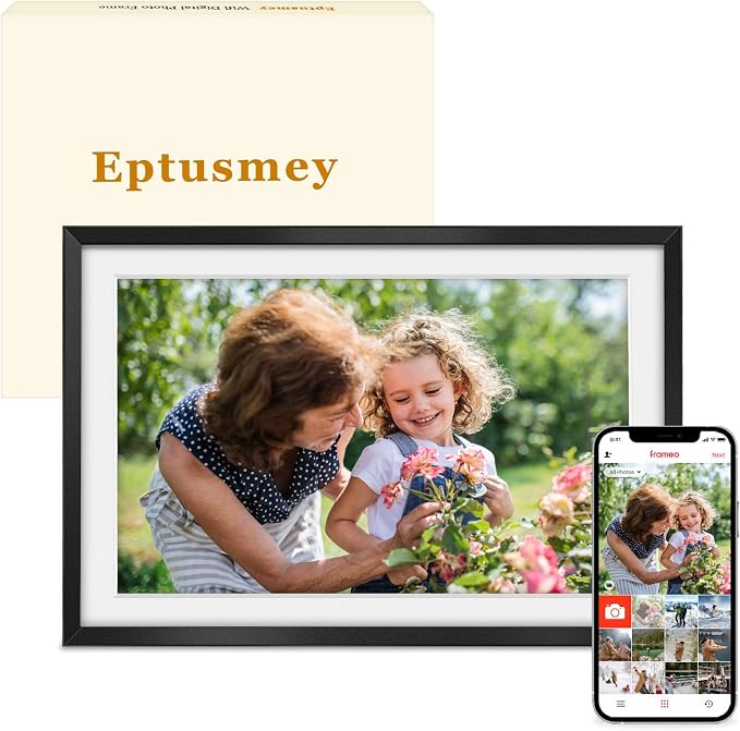 Frameo Digital Picture Frame WiFi 10.1 Inch Digital Photo Frame with 1280x800 HD Touch Display, Send Picture/Video via Frameo App/USB-C/Micro SD, Easy Setup, Great Gift, Classic Black