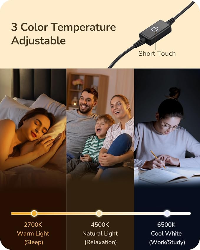 EDISHINE LED Table Lamp, Modern Dimmable Desk Lamps Metal Finish, Gold | 3 Color Temperature, 6W, Skinny Modern Minimalist Style for Bedroom, Living Room, Corner