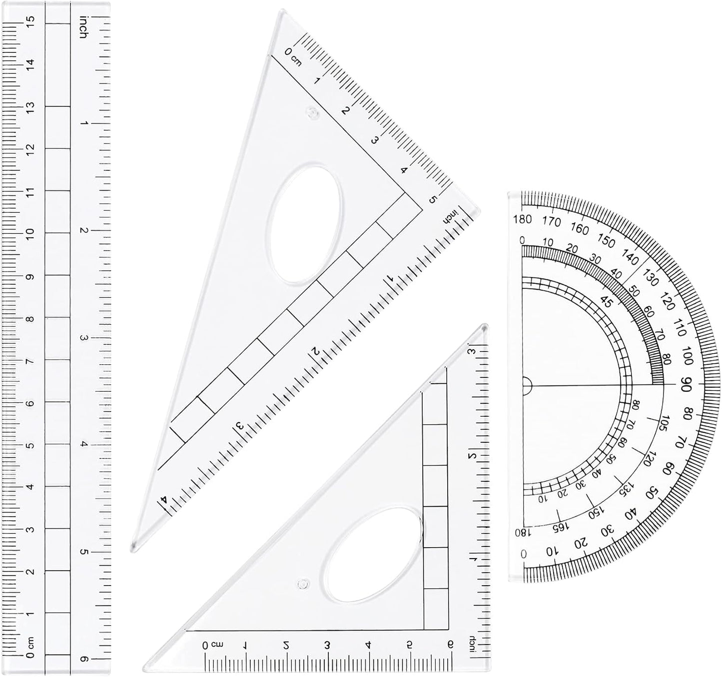 10 Pieces Math Geometry Kit Set Student Supplies with Shatterproof Storage Box,Includes Rulers,Protractor,Compass,Eraser,Pencil Sharpener,Lead Refills,Pencil,for School and Drawings（Navy Blue）