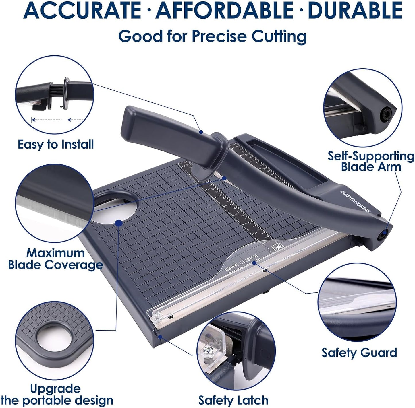 Paper Cutter,Paper Trimmer12" Cutting Length Heavy Duty Guillotine Paper Slicer with Safety Guard and Blade Lock,12 Sheets Capacity,Ideal for Offices,Homes,Printing Shops,Photo Studios (13079GREY)