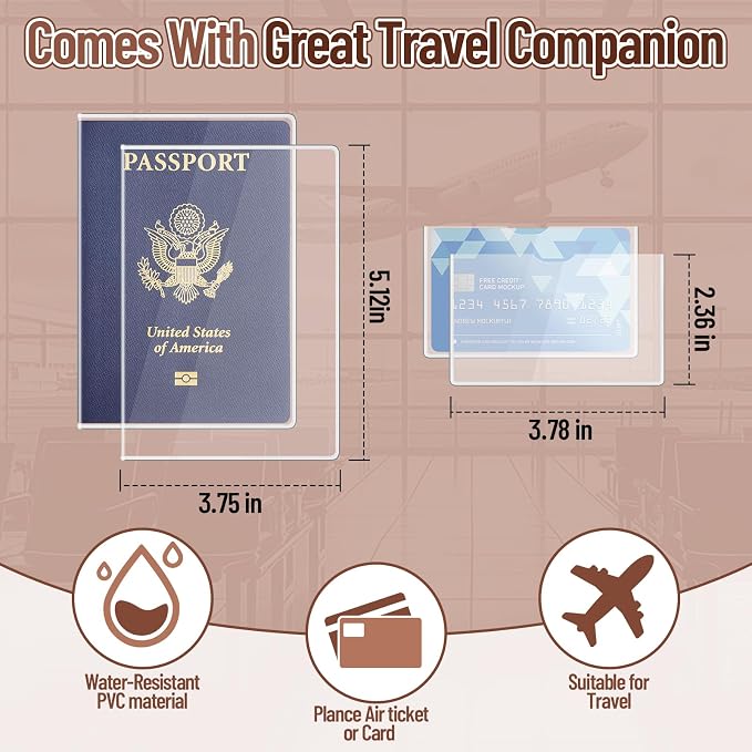 Family Passport Holder for 4 Travel RFID Blocking Passport Holder | With Clear Passport Cover, Anti-Theft, PU Material, Travel Document Organizer, Black
