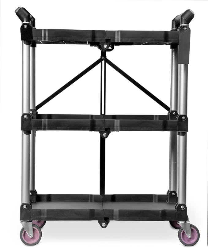 WEN Compact Foldable Service Utility Cart, Three Tier with 165-Pound Capacity (73065)