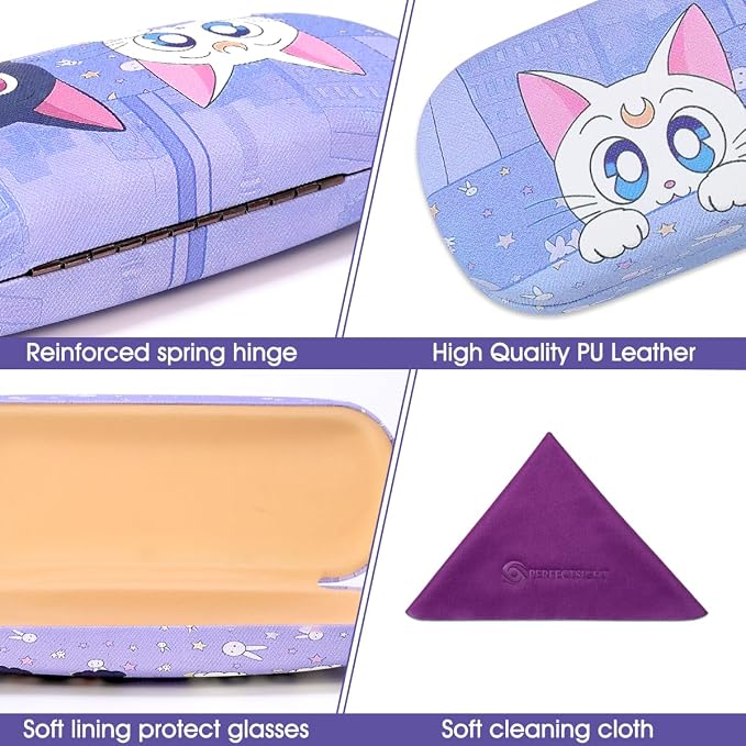 PERFECTSIGHT Hard Shell Eyeglasses Case, Kawaii Protective Glasses Case for Kids, Cute Eyeglass Case for Women Men Girls
