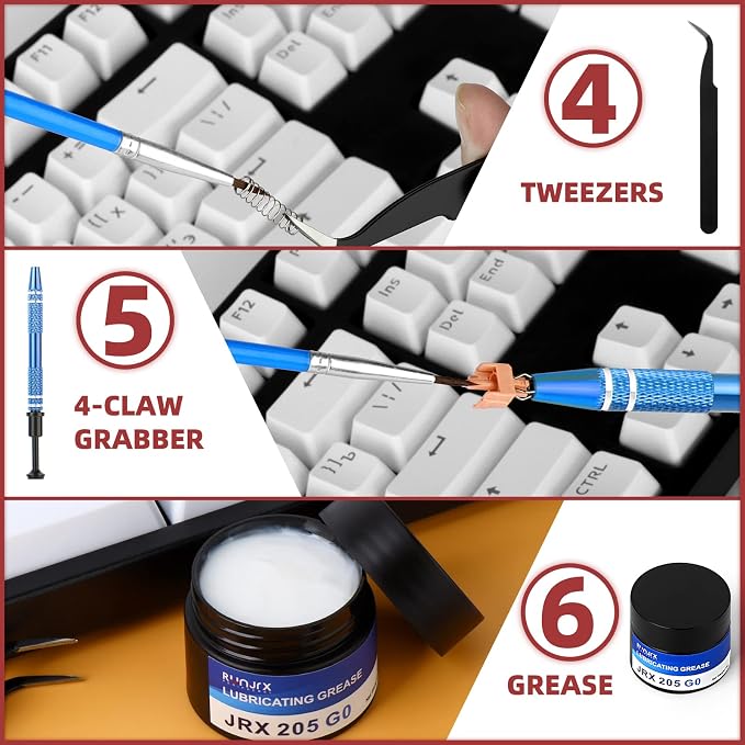RUNJRX Keyboard Lube Kit JRX 205G0 0.53oz/15g for Mechanical Keyboard Lube, Switch Opener for MX Kailh,Keyboard Tools with Keycap Puller