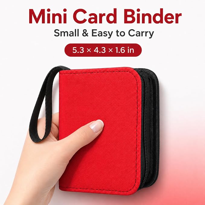 Mini Trading Card Binder Album, 1 Pocket Card Binder with 20 Double-Sided Pages 40 Pockets, Side Loading Small Card Binder for Trading Cards, Single Card Holder Book for Collectors and Kids