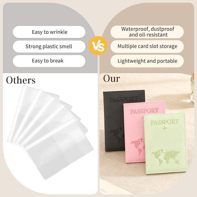 3Pcs Passport Holder for Travel, Family Passport Cover | Pink, Black, and Green, Passport Book Holder for Credit Card, Cash, Air Ticket
