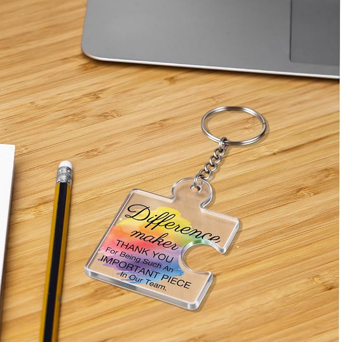 Team Appreciation Gifts Bulk Thank You Keychains for Coworkers | Gift Set for Employee, Staff, Teachers, Teamwork Puzzle Piece Keyring, Acrylic