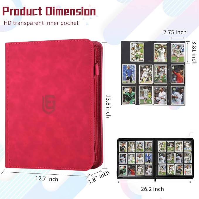 12 Pocket Card Binder,720 Pocket Trading Card Binder，Side Loading Collectible Card Albums for MTG, for TCG Football, Sports, Game Cards Red
