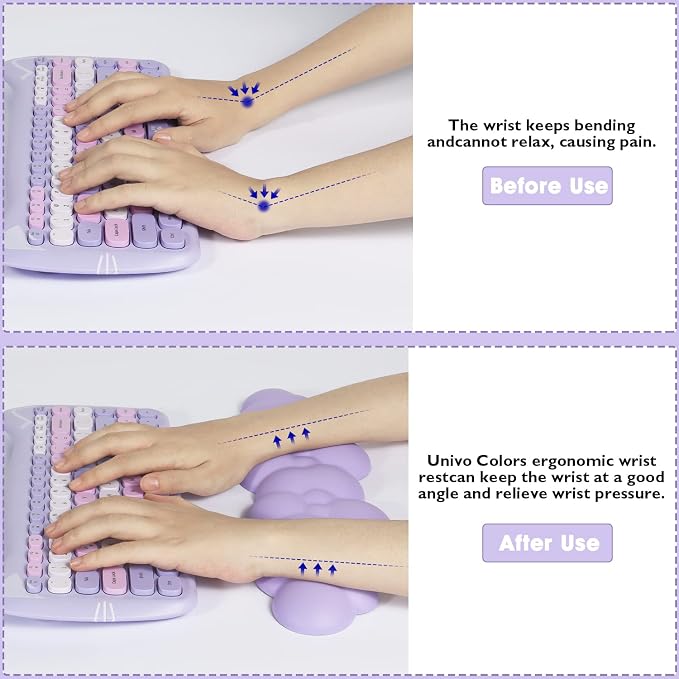 Gaming Keyboard Wrist Rest Pad,Memory Foam Palm Rest, Ergonomic Hand Rest,Wrist for Computer Keyboard,Laptop,Mac,Lightweight Easy Typing Pain Relief-Purple