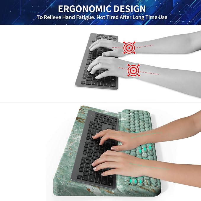 Keyboard Stand for Desktop, Keyboards Wrist Rest, Ergonomic Keyboards Holder for Easy Typing Working, Wrist pad for Keyboards with Comfortable Wrist Rest for Keyboard Marble Green