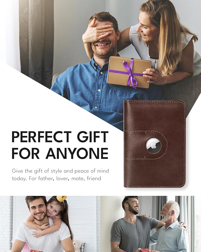 ALLIVE Passport Holder for Travel, Genuine Leather Passport Holder with AirTag Slot for Women and Men, Passport Cover Wallet Travel Must Haves Airport Essentials, Travel Gifts, Brown