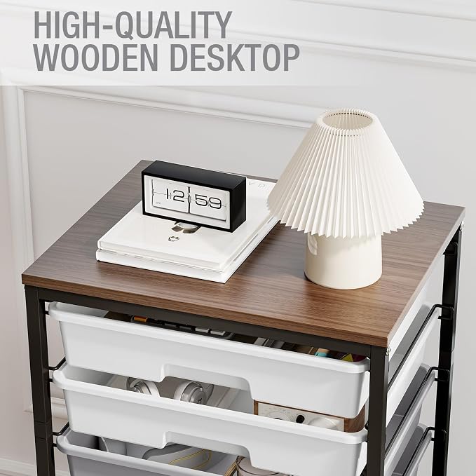 Rolling Storage Cart with 8 Drawers, Utility Cart on Wheels with Wooden Tabletop, Utility Cart for Teacher Storage, Office Organizer, Classroom Storage Cart, Craft Storage, Grey | Utility Cart on Wheels with Wooden Tabletop,Teacher Organization for Cla...