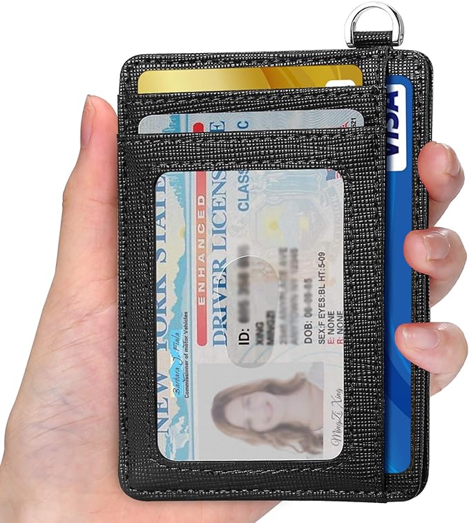 Slim Minimalist Front Pocket Wallet, RFID Blocking Credit Card Holder Wallet with Detachable D-Shackle for Men Women