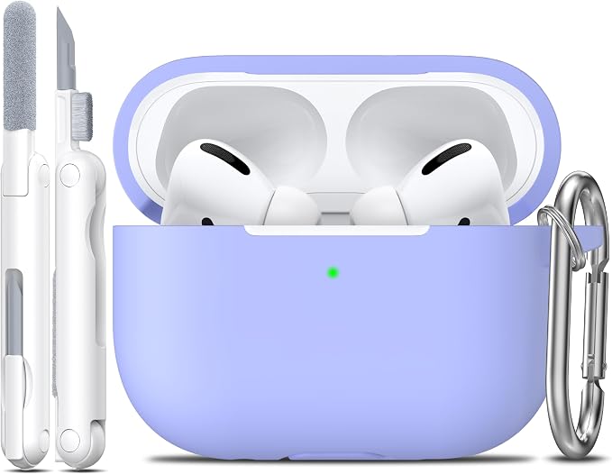 R-fun for AirPods Pro 2 Case, Soft Silicone Protective Cover with Keychain and Cleaning Pen, Compatible with AirPods Pro 2nd/1st Generation, Supports Wireless Charging, Lilac
