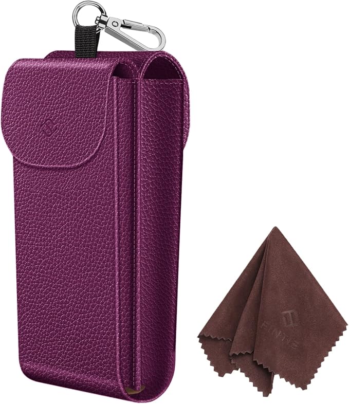 FINTIE Double Glasses Case with Carabiner Hook, Portable Vegan Leather Eyeglass Case Anti-scratch Sunglasses Pouch