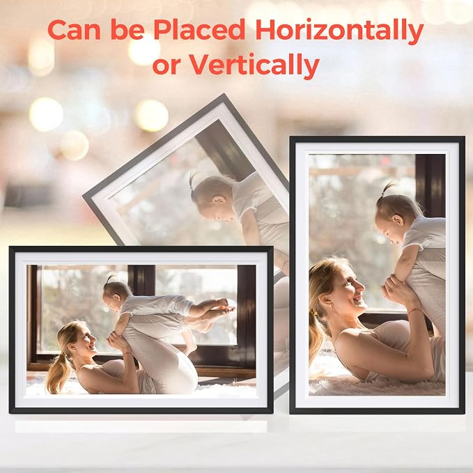 Digital Picture Frame,15.6 Inch Large Frameo Digital Photo Frame WiFi, 32GB,1920 * 1080 IPS HD Touch Screen,Tabletop&Wall-Mounted,Digital Frame Share Photos and Videos via Frameo App