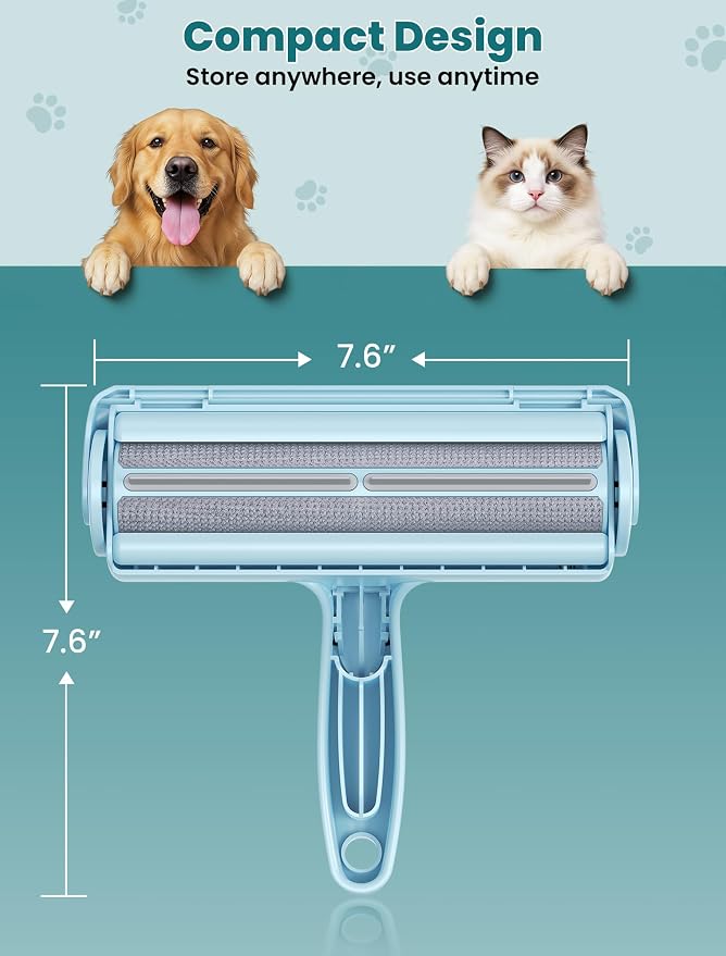 DELOMO Pet Hair Remover Roller, Reusable Lint Roller for Dog and Cat Hair | Portable Pet Hair Roller with Large Fur Bin, Fast Cleaning for Couches, Bedding, Rugs, Car Seats and Furniture, No Batteries