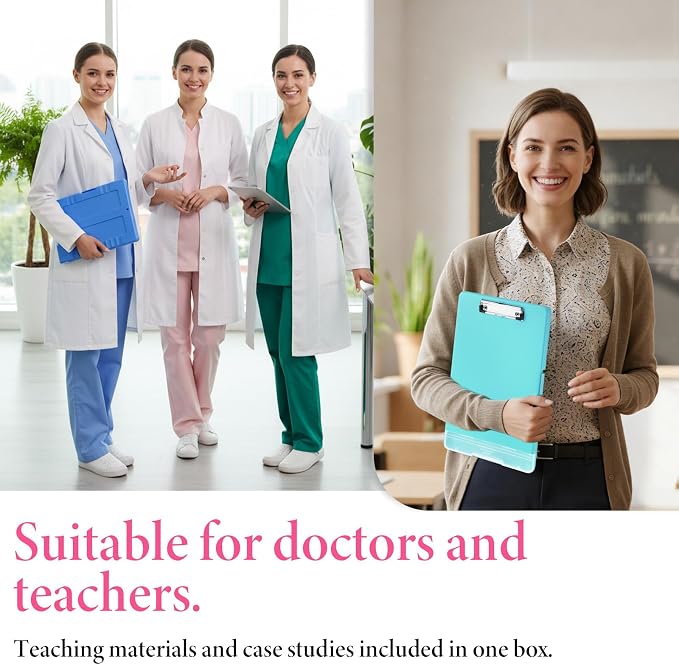 6 Pcs Plastic Clipboard with Storage, A4 Colorful Waterproof Clipboards with Pen Holder, Heavy Duty Nursing Clipboard Folder, Side-Opening Nursing Clip Board for Office, Nurses (Multicolor)