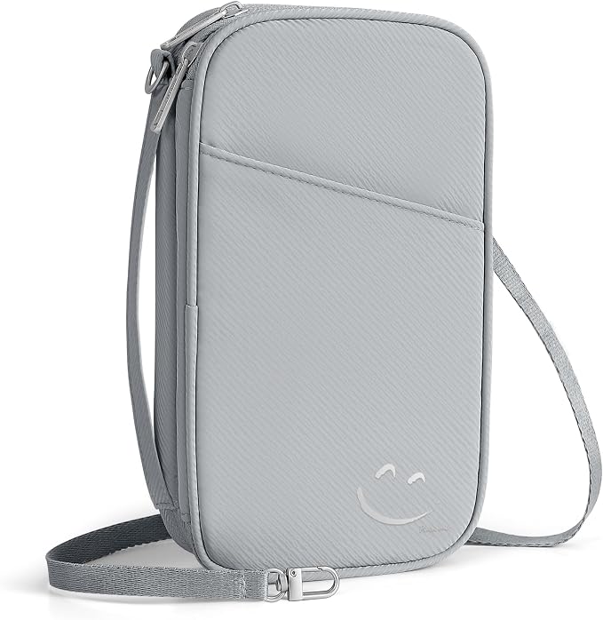 Travelkin Passport Holder For Travel Family, RFID Blocking Passport Wallet | 2-in-1 Travel Organizer, Women Men, Travel document holder, Credit Cards, Cash, Electronic Essentials, Shoulder carry