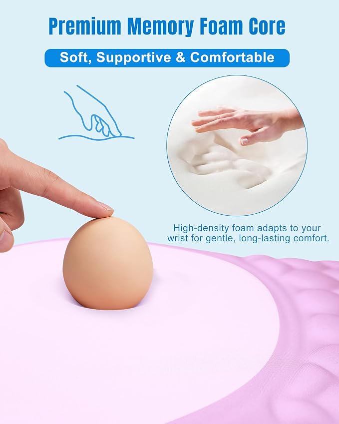Ergonomic Mouse Pad with Sloped Memory Foam Wrist Rest | 3D Textured Wrist Cushion, Smooth Lycra Surface, Non-Slip PU Base, Comfortable Support for Office/Home Computer Desks