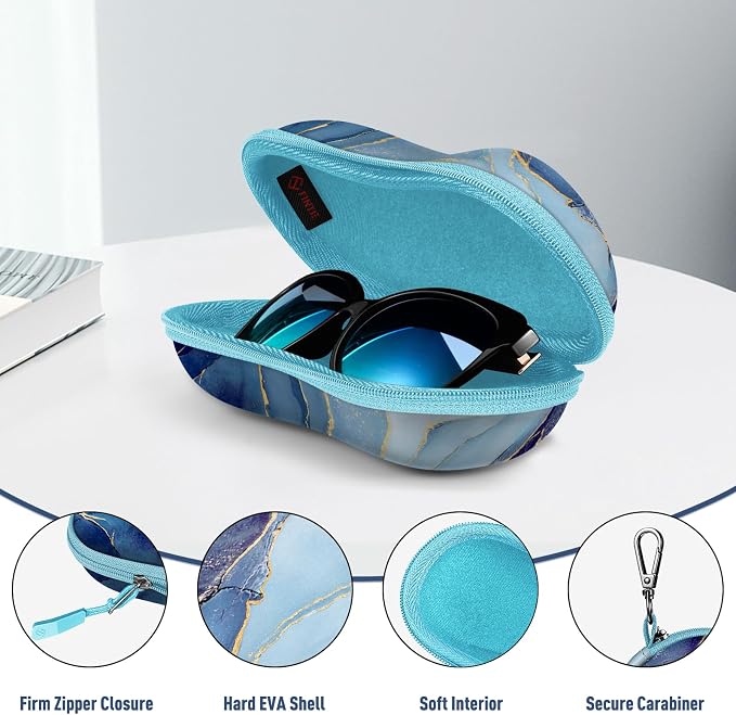 FINTIE Sunglasses Case, Hard EVA Shell Shockproof Sport Glasses Case with Metal Carabiner Travel Zipper Eyeglasses Holder