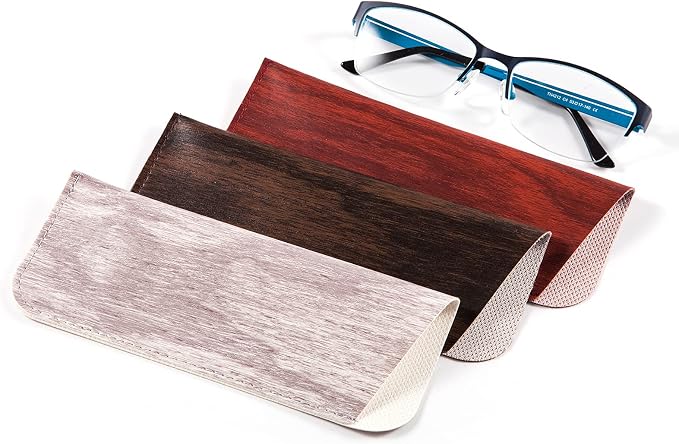 TRIUMPH VISION 3 Pack Reading Glasses Pouch Soft Case Eyeglass Sleeve Slim | Alternative to Bulky Case in bag, Lightweight Lined Padded Protect Optical lens Slip in, Cute Pattern Portable for Daily Use