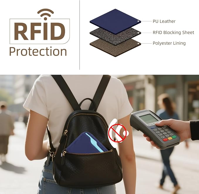 Passport Holder Family RFID Passport Wallet, Passport Holder Women/Men, Travel Wallet Documents Organizer Zipper Case with Removable Wristlet Strap, Travel Essentials for Flying