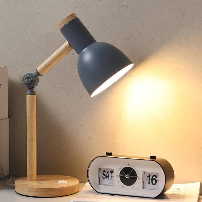 Adjustable Wooden Arm Desk Lamp, Table Lamp for Reading office Bedroom | Dorm Lamp,Bedside Lamp,Reading Lamp,Lamp for Home Office