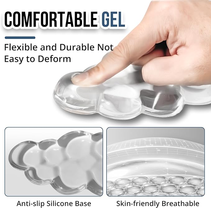 Cloud Wrist Rest Gel Set — Ergonomic Cloud Wrist Rest Keyboard and Mouse, Non-Slip Desk Accessories for Office and Home（Clear）