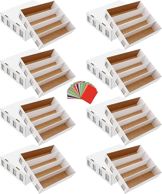 8 Pack Trading Card Storage Box 25000+ Count Cards Storage Box with 48 Card Divider White Sports Card Boxes Bulk Card Cases Cardboard Card Collection Trading Card Boxes for Basketball MTG TCG Cards