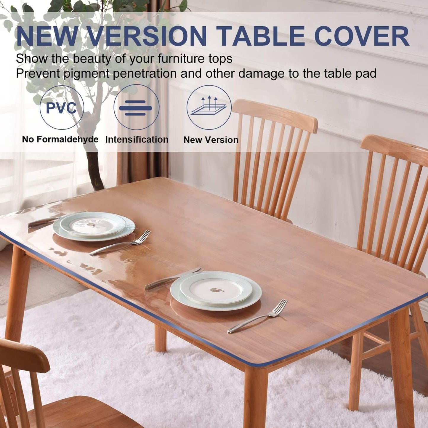 XEANGOUN 24x72 inch Clear PVC Table Protector Wooden Dining Living Room Screen Protection Plastic Tablecloths Mat Non-Slip Water Resistant Vinyl Tabletop Topper Sofa Artwork Grilling Cloths 1.5mm