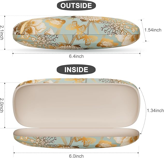 Eyeglasses Case, Portable Hard Shell Protective Case for Glasses, Eyeglass Holder Box for Women with Cleaning Cloth