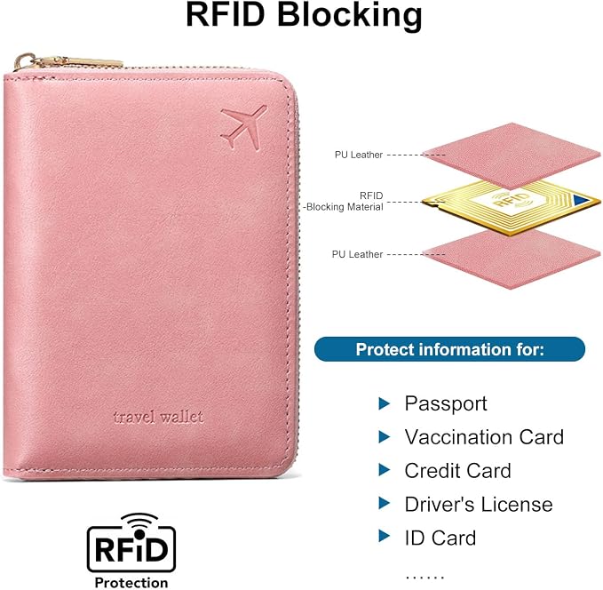 Passport Holder for Travel Women and Men RFID Passport Holder with Zipper Passport Case Passport cover Passport Wallet Travel Essentials and Accessories