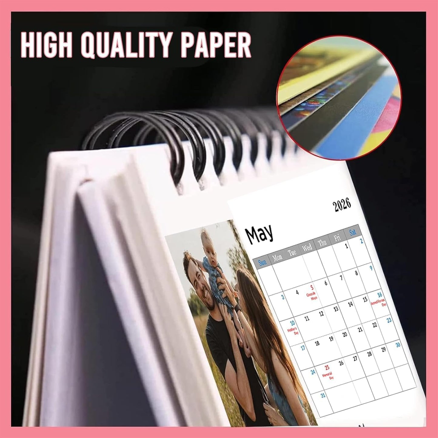 Custom Calendar 2026 for Home & Office - Print Your 13 Memories,Make Your Own Personalized Calendar Customized Christmas Gift &use your photo (Desk Calendar, 2 Packs)