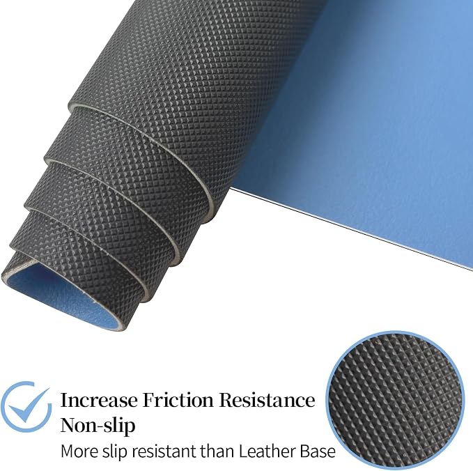 Leather Desk Pad Mat, Blue Desk Mat, 23.6" x 13.7" | Non-slip and Waterproof Computer Mat, Desk Protector for Office/Home, Desk Accessories