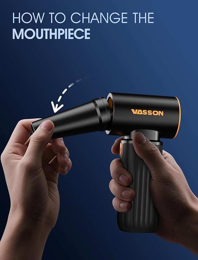 Compressed Air Duster, 260000RPM Cordless Electric Air Blower with Brushless Motor, 3-Speed Adjustable & Rechargeable – Powerful Dust Cleaner for Keyboard, Computer, Car, Outdoor, Air Bed