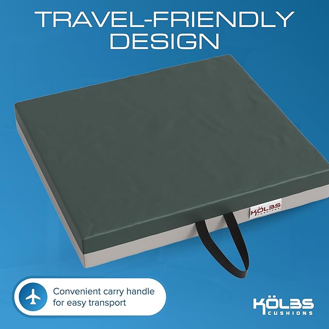 Kölbs Gel Extreme Wheelchair Cushions Seat Cushion, Coccyx, Sciatica & Tailbone Pain Relief Seating Pad Ideal for Office, Kitchen Wheelchairs and Auto, 24 x 20, 3 Inch Thick