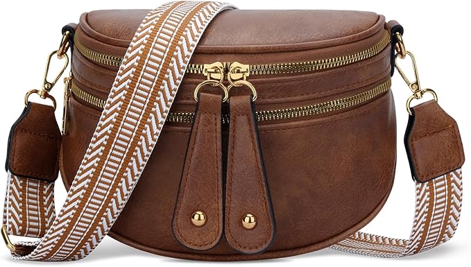 KKXIU Crossbody Bags for Women Vegan Leather Travel Bum Bag | Trendy Fanny Waist Pack | Shoulder Purse with Adjustable Strap