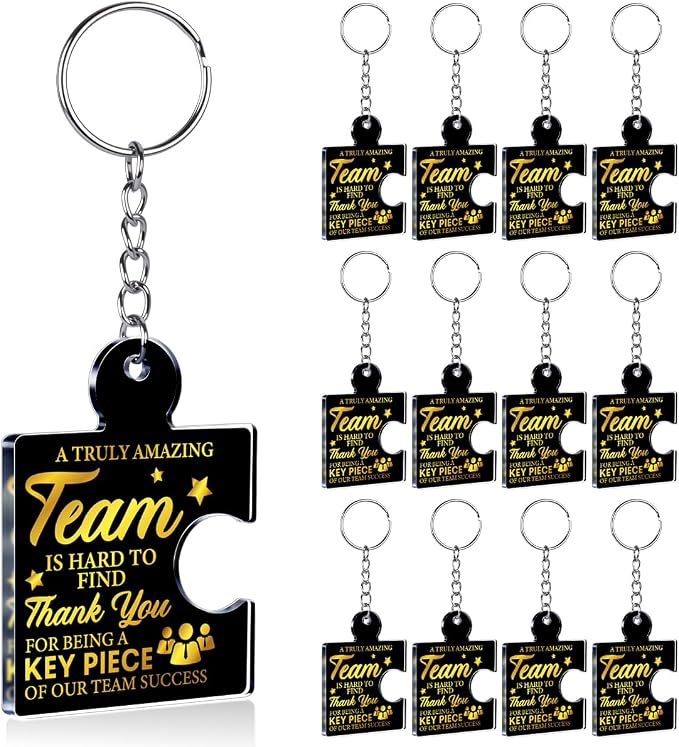 Team Appreciation Gifts Bulk Thank You Keychains for Coworkers | Gift Set for Employee, Staff, Teachers, Teamwork Puzzle Piece Keyring, Acrylic