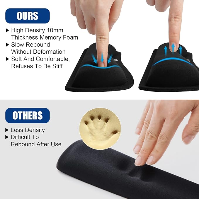 Keyboard Wrist Rest, Gel Memory Foam Keyboard Pad with Wrist Support for Easy Typing & Pain Relief, Comfortable Keyboard Rest Suit for Computer, Laptop, Office & Home (Black)